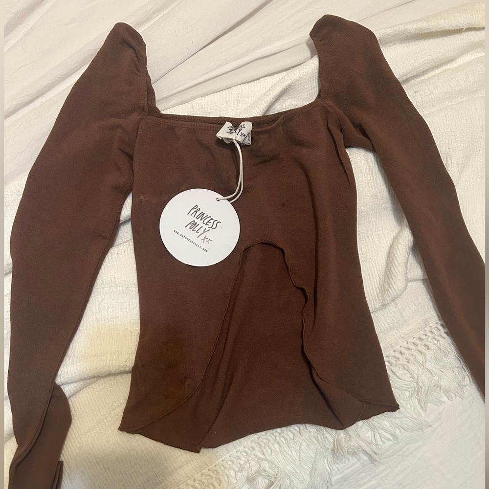 NWT Princess Polly Aviel Long Sleeve Top Brown